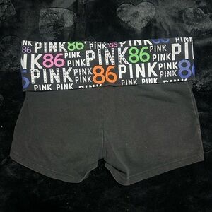PINK Victoria's Secret Black Shorts with Colorful Logo Waistband